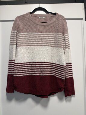 Pink Clover Striped Colorblock Knit Sweater
